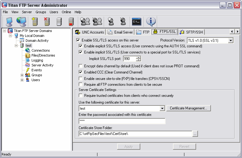 Titan FTP Server Screenshot